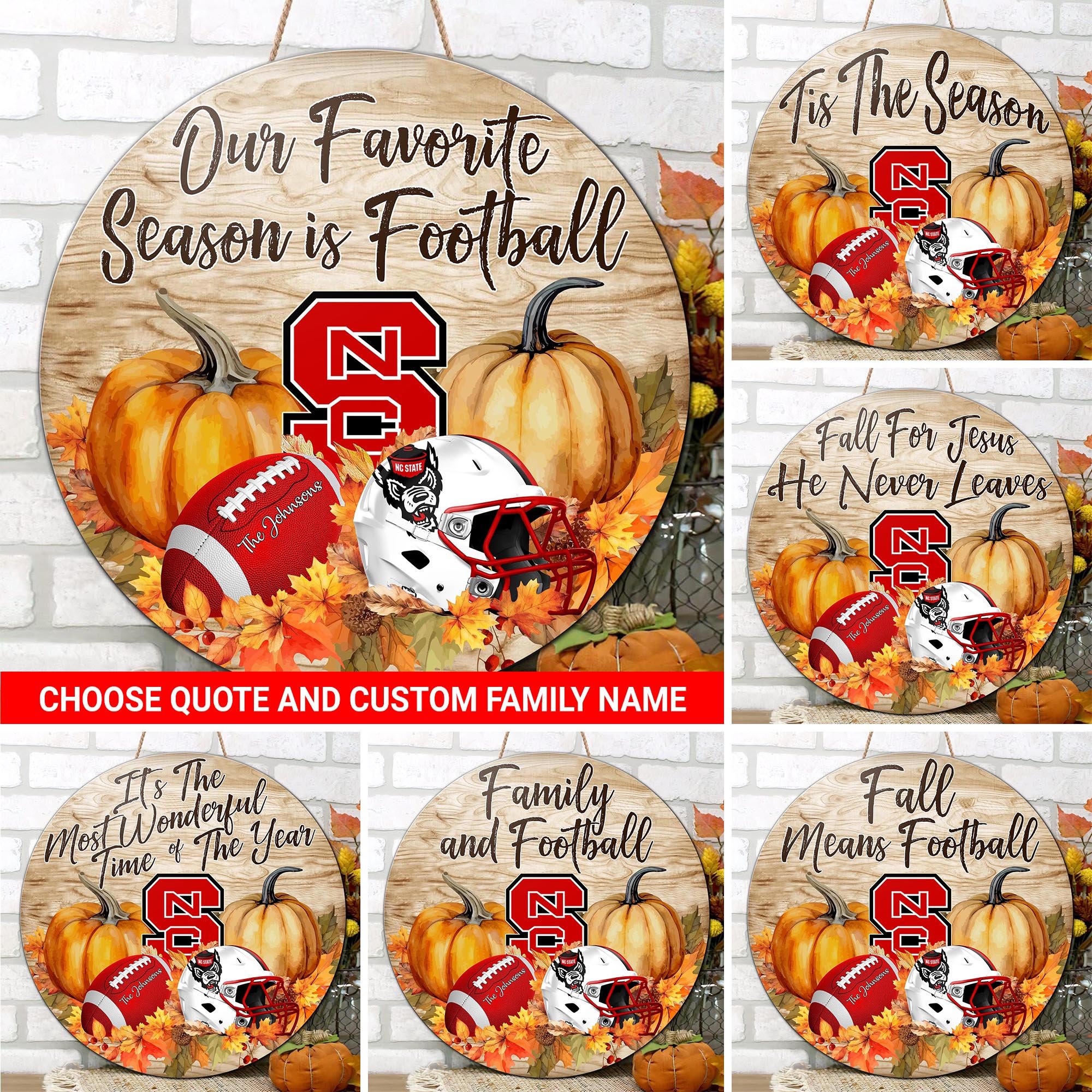 NC State Wolfpack Shape Wooden Sign Personalized Your Family Name And Choose Your Quotes, Fan Gifts ETRG-51656